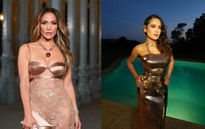 Jennifer Lopez o Salma Hayek quién luce mejor el dorado