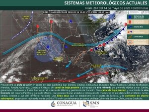 Se prev&eacute;n lluvias puntuales fuertes en Tabasco, Chiapas, Campeche y Quintana Roo