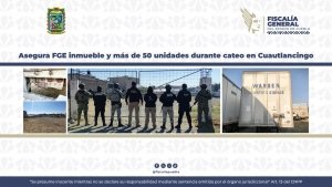 Asegura FGE inmueble y m&aacute;s de 50 unidades durante cateo en Cuautlancingo