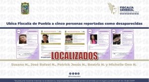 Ubica Fiscal&iacute;a de Puebla a cinco personas reportadas como desaparecidas