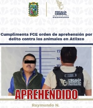 Cumplimenta FGE orden de aprehensi&oacute;n por delito contra los animales en Atlixco