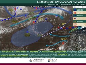 Ambiente fr&iacute;o, viento y lluvias fuertes sobre Baja California; as&iacute; como ambiente caluroso en gran parte del pa&iacute;s