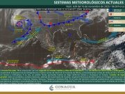Se prev&eacute;n lluvias puntuales fuertes en Baja California y Chiapas