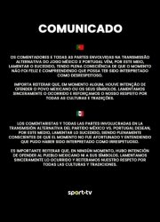 Televisora de Portugal se disculpa por burlarse del himno nacional mexicano en partido amistoso