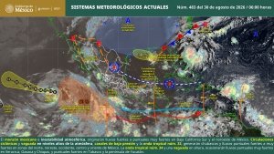Se pronostican lluvias puntulaes muy fuertes en zonas de Sonora, Sinaloa, Chihuahua, Durango, Zacatecas, Aguascalientes, Guanajuato, Veracruz, Oaxaca y Chiapas