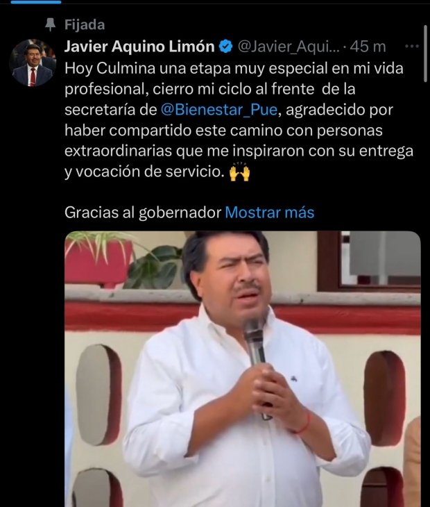 Javier Aquino sale de la Secretaría de Bienestar