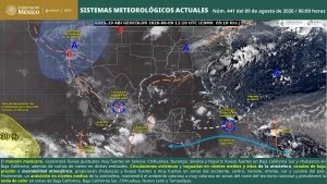 Lluvias puntuales muy fuertes sobre el noroeste y occidente de Mexico