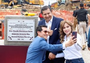 En Puebla se hacen las cosas bien, reconoce Rommel Pacheco, al arrancar construcción de Universidad del Deporte