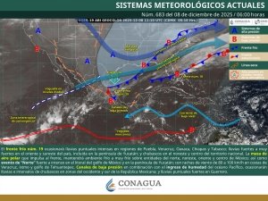 Lluvias puntuales intensas en regiones de Puebla, Veracruz, Oaxaca, Chiapas y Tabasco