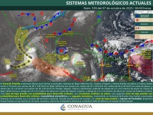 Lluvias puntuales intensas, rachas de viento y oleaje elevado en el occidente y sur de Baja California Sur