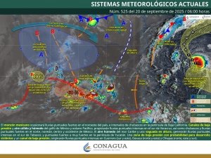 Se prevén lluvias intensas en zonas de Guerrero, Oaxaca, Chiapas, Tabasco y Veracruz