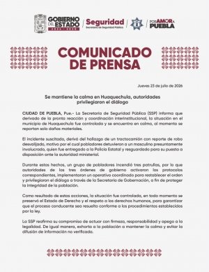 Se mantiene la calma en Huaquechula, autoridades privilegiaron el di&aacute;logo