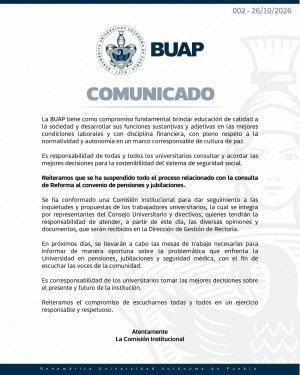 BUAP suspende consulta sobre reforma de pensiones y crea comisi&oacute;n para escuchar a trabajadores