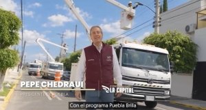 Avanza Pepe Chedraui en la cobertura total de iluminaci&oacute;n LED con Puebla Brilla