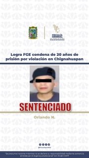Logra FGE condena de 20 a&ntilde;os de prisi&oacute;n por violaci&oacute;n en Chignahuapan