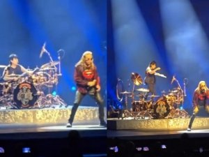 ¡Le pasó como a Fher! Alex, baterista de Maná, sufre caída en pleno concierto
