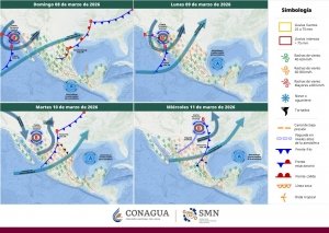 Pron&oacute;stico de lluvias fuertes en Coahuila, Nuevo Le&oacute;n, Tamaulipas y San Luis Potos&iacute;