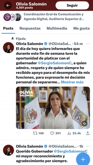 Renuncia Olivia Salomón a la Secretaría de Economía