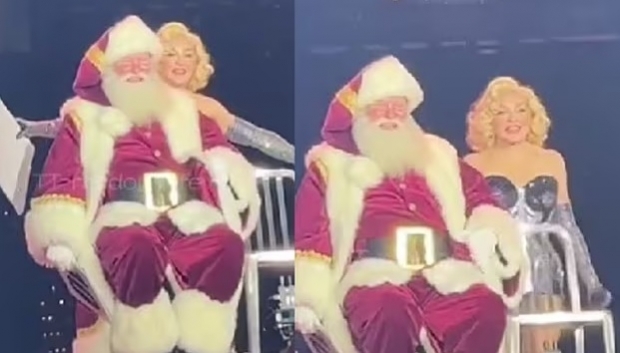 Madonna provoca tremenda caída de un Santa Claus que no soportó tanto baile candente