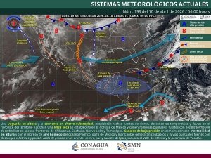 Chubascos y lluvias puntuales fuertes con posible formaci&oacute;n de torbellinos en zonas de Chihuahua, Coahuila, Nuevo Le&oacute;n y Tamaulipas