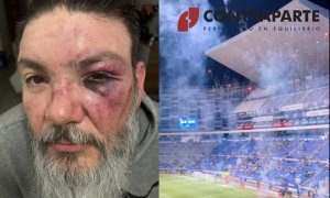 Aficionados del Cruz Azul golpean a Fher Jara
