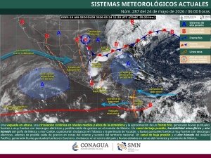 Se prev&eacute;n lluvias fuertes a muy fuertes en estados del noreste, oriente, centro y sureste de M&eacute;xico