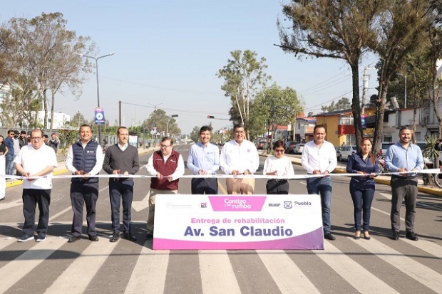 Ayuntamiento de Puebla entrega rehabilitación de avenida San Claudio