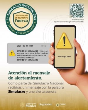Anuncian Primer Simulacro Nacional 2026; emitir&aacute;n alerta en celulares el 6 de mayo
