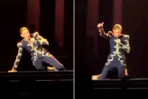 C&eacute;line Dion sufre una ca&iacute;da en pleno concierto en Francia y sorprende al p&uacute;blico al continuar cantando