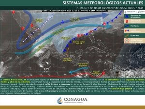 Lluvias puntuales fuertes en el noroeste, norte y occidente del país, además de posible caída de nieve o aguanieve en sierras de Sonora, Sinaloa, Durango Y Chihuahua