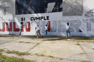 Céspedes reporta detención de pintores de bardas con promoción política