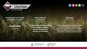 Posible formaci&oacute;n de torbellinos en Chihuahua (noreste), Coahuila (norte), Nuevo Le&oacute;n (norte) y Tamaulipas (noroeste)
