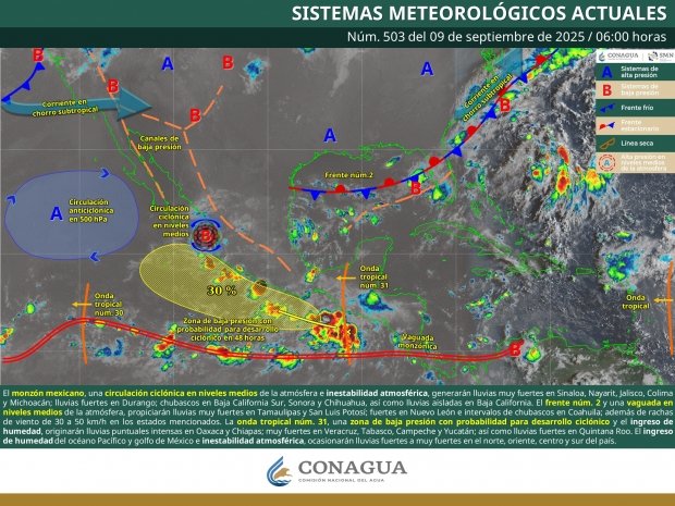 Lluvias intensas en zonas de Oaxaca y Chiapas