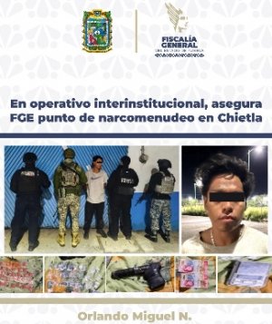 En operativo interinstitucional, asegura FGE punto de narcomenudeo en Chietla