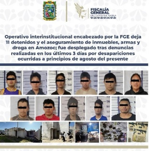 Caen 11 miembros del crimen organizado que operaban en Amozoc