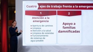 Sheinbaum presenta 4 ejes para atender la emergencia por lluvias en México
