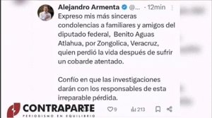 Armenta env&iacute;a condolencias por atentado a diputado federal