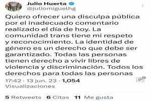 Acepta Julio Huerta nuevo error y se disculpa