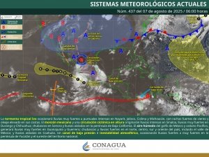 La tormenta tropical IVO ocasionará lluvias puntuales muy fuertes a intensas, acompañadas de fuertes rachas de viento y oleaje elevado en el occidente del país
