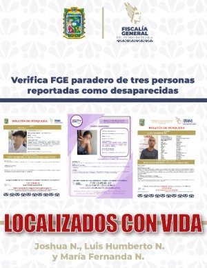 Verifica FGE paradero de tres personas reportadas como desaparecidas